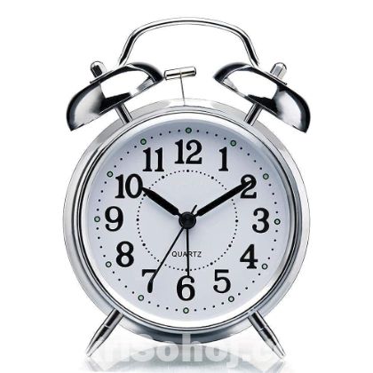Big Round Cooper Metal Twin Bell Alarm Clock (Color SilVer)